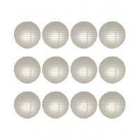 8" Paper Lantern Grey Mist Regular Wire Value Pack (12 PCS).